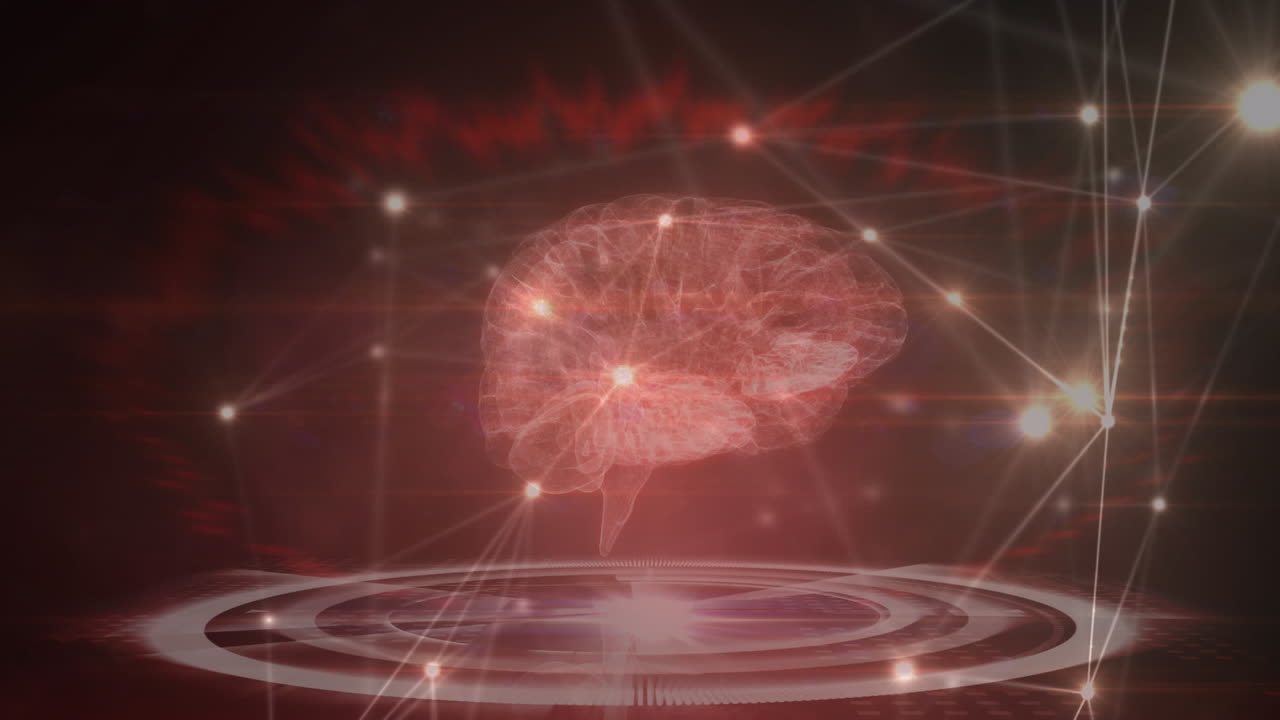 블랙 배경에 연결 네트워크와 데이터 처리의 애니메이션