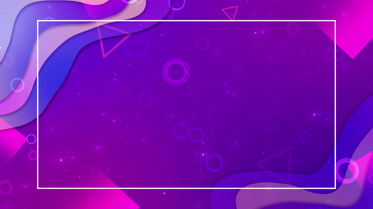 Purple pink abstract frame background white rectangle flowing shapes stars playful geometric