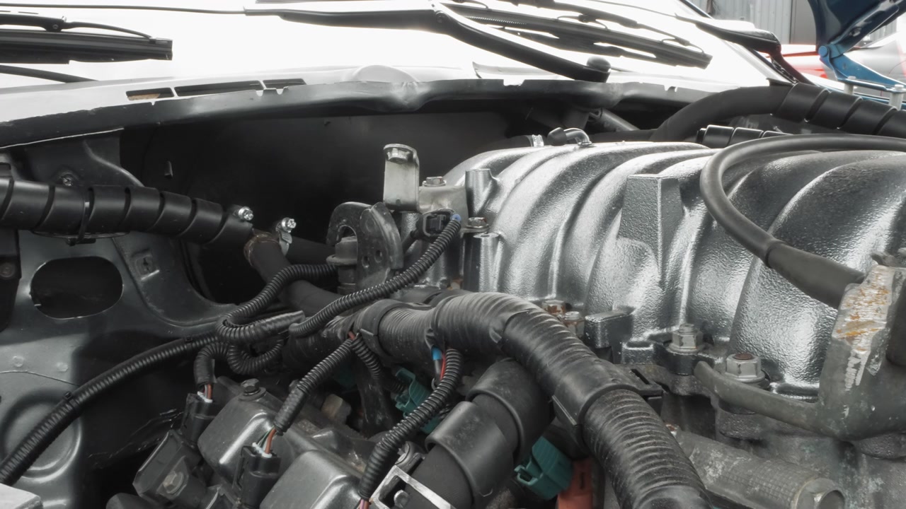 Detailed Close-Up View of a Car Engine and its Components