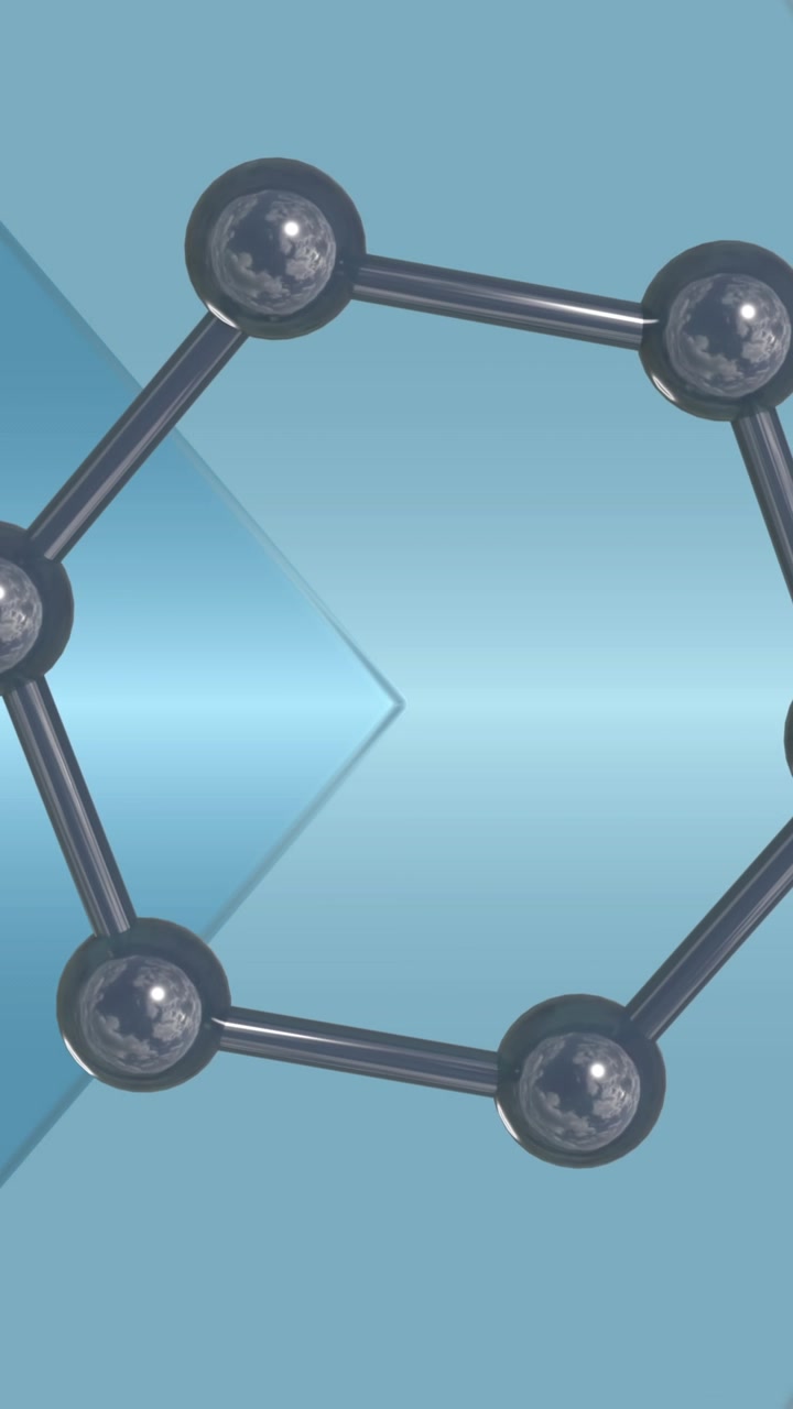 Animation of 3d micro of molecules and blue arrows on white background
