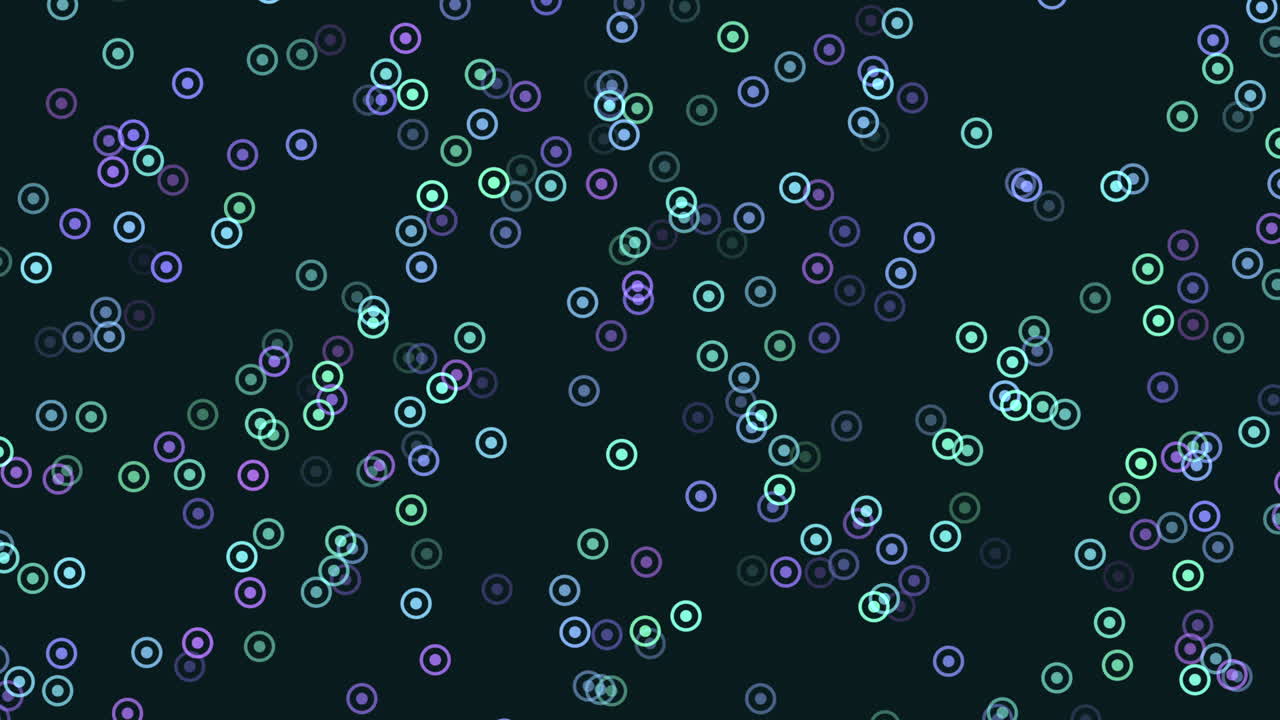 Circular array of purple and blue dots on black background