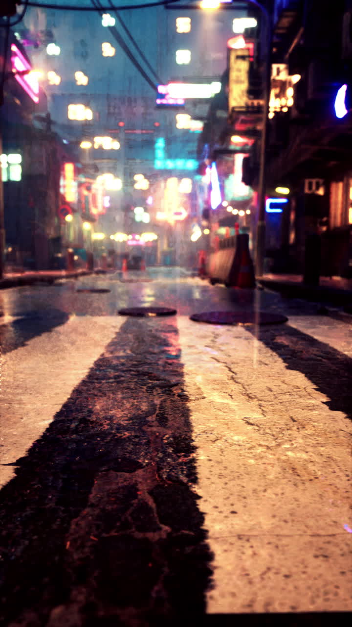 도시의 비가 오는 밤