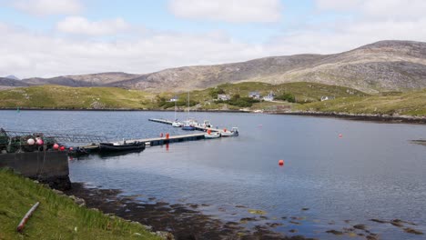 Static-shot-of-the-harbour-on-the-Isle-of-Scalpay,-near-the-Isle-of-Harris