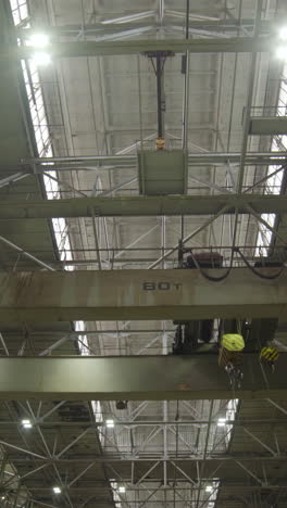 industrial factory interior with overhead crane