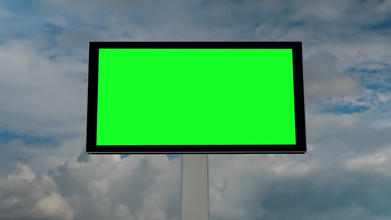 timelapse - cartel verde en blanco y nubes blancas en movimiento contra el cielo azul