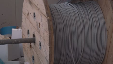 cable reel sitting in construction site