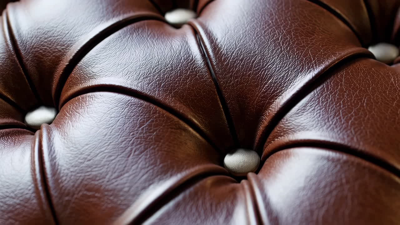 Close-up of Brown Tufted Leather Upholstery