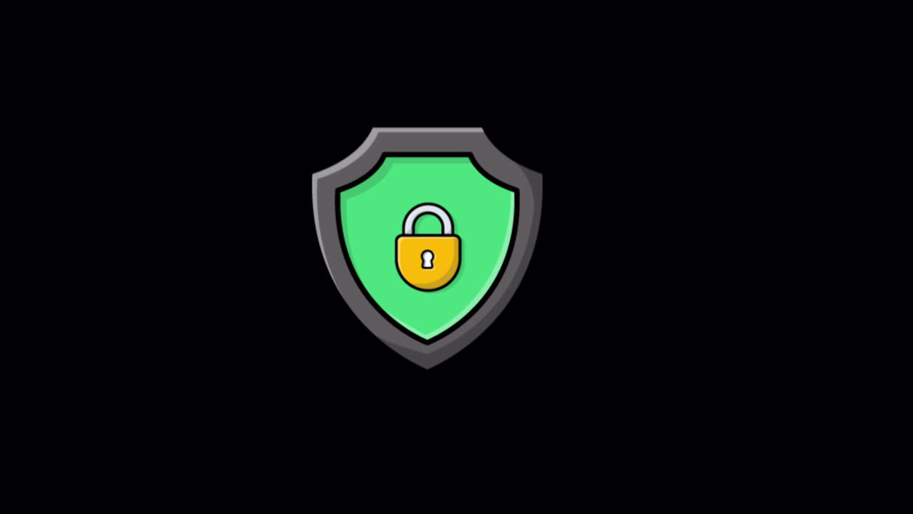 Animated Shield with Opening and Closing Padlock