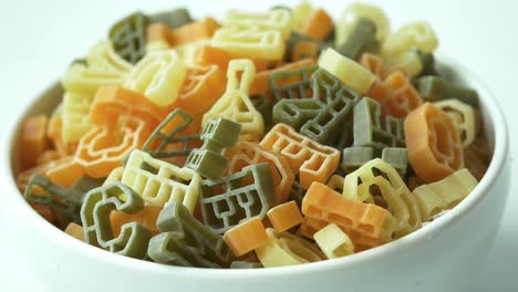 colorful shaped pasta in a bowl