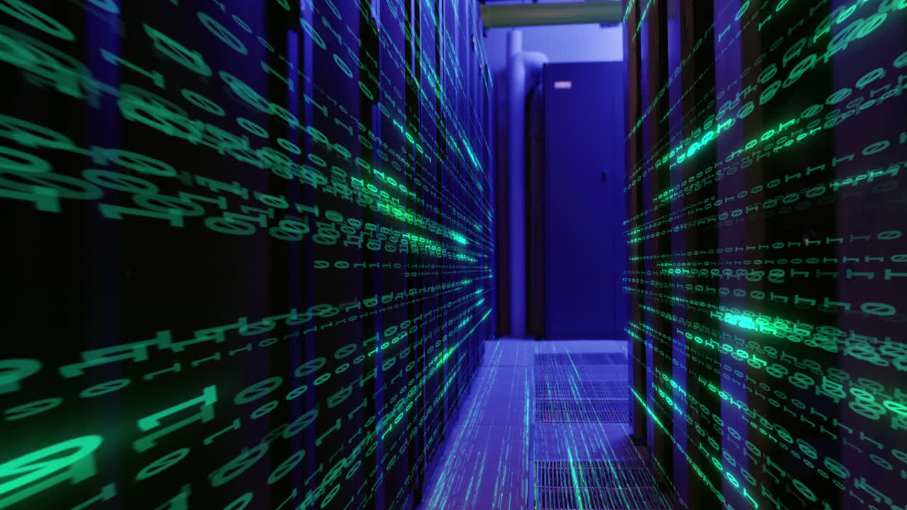 túnel de código binario del centro de datos