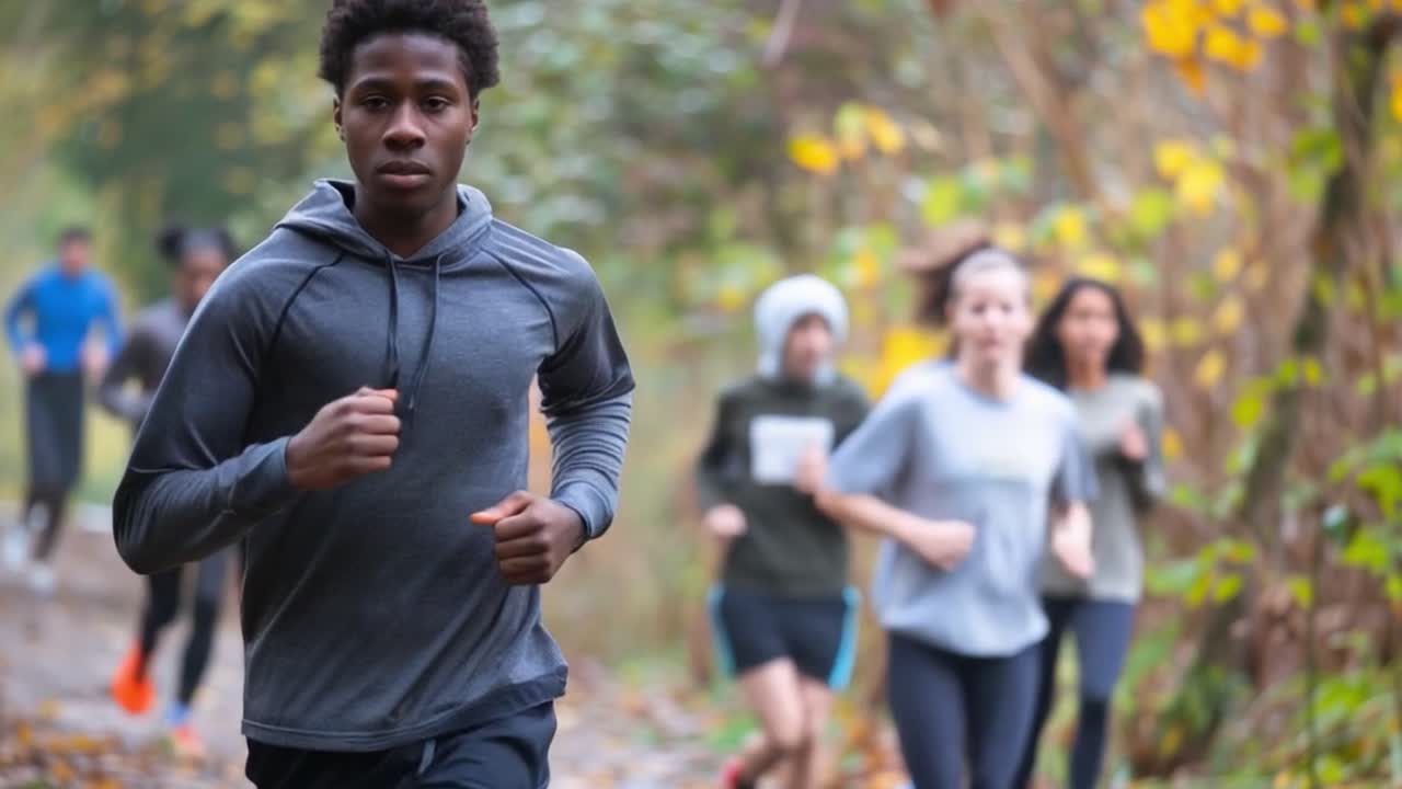 Group of athletes running outdoors