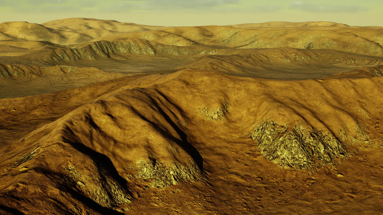 Exploring the rugged terrain of an alien landscape under a yellow sky