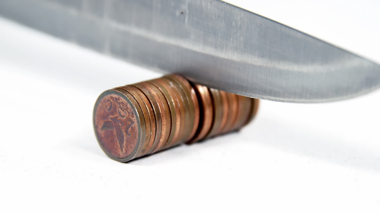 hilera de monedas para cortar con cuchillo