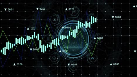 statistical data processing and data protection text over round scanner against black background