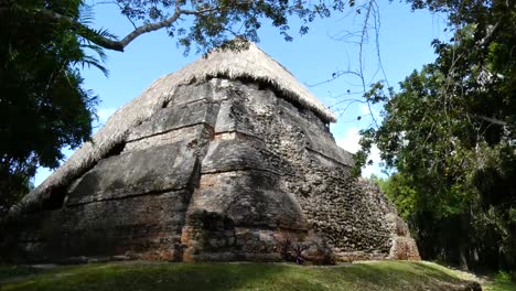 Temple-of-the-Masks,-Mayan-site-at-Kohunlich---Quintana-Roo,-Mexico,-View-from-the-back