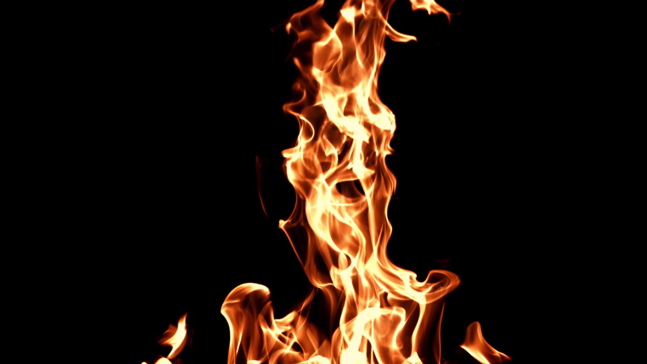 Bright Orange Flames Burning on a Black Background