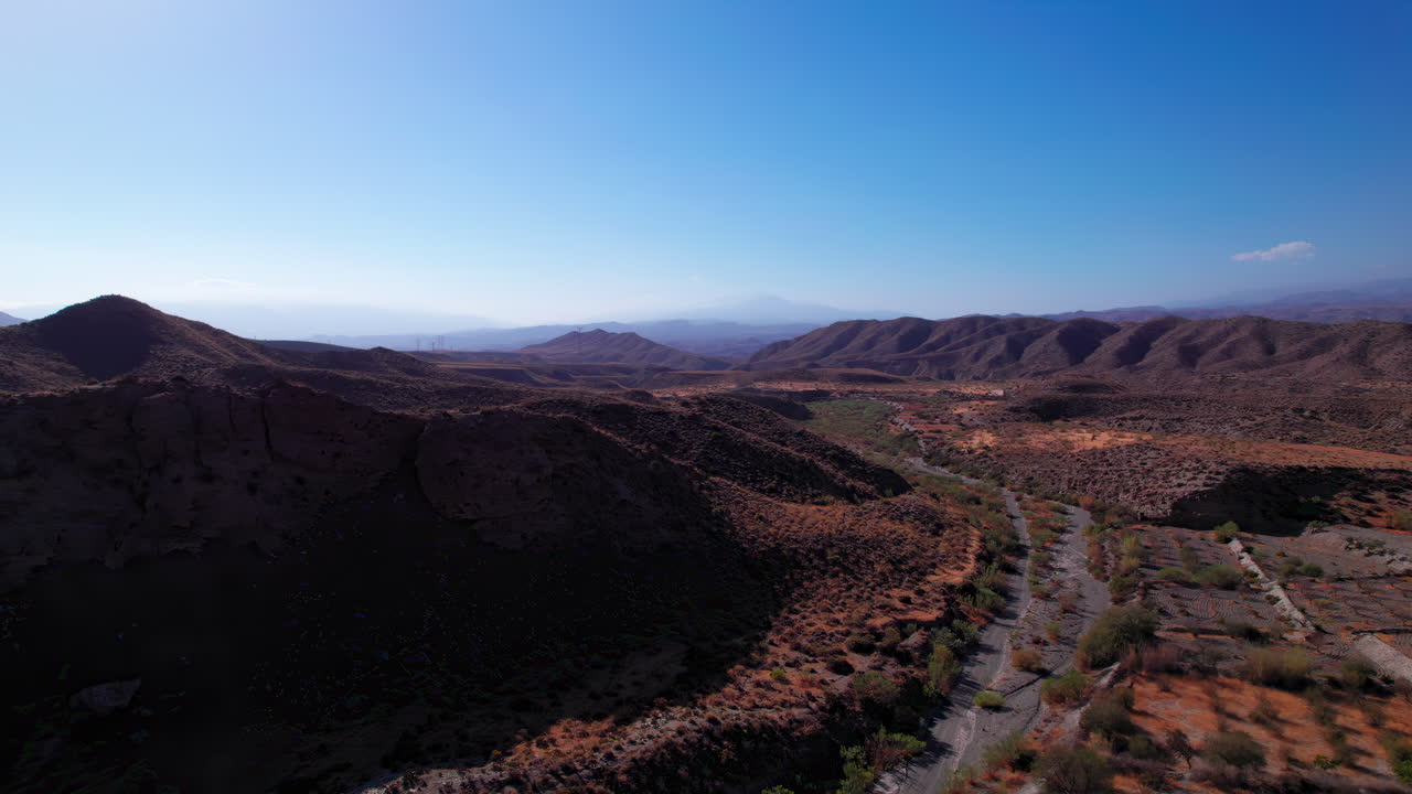 Vista aerea del paesaggio desertico di Tabernas ad Almería, Spagna