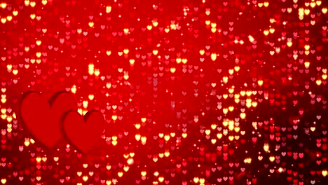 romantic background with hearts and golden confetti. happy valentine's day or wedding