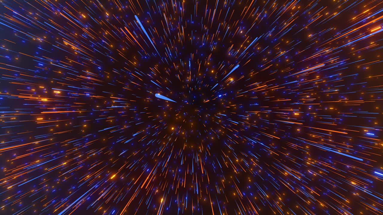 Fondo digital abstracto en 4K de líneas de neón brillantes, rayos luminosos en movimiento y redes tecnológicas