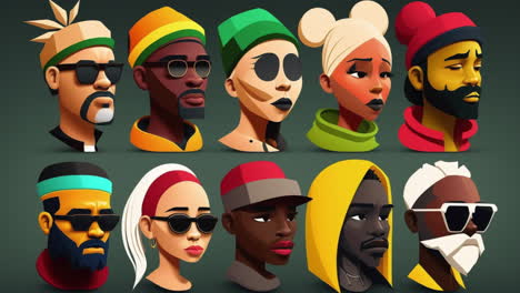 cartoon faces of multi-ethnic characters icon illustration concept, various ethnic african people individuals faces and heads