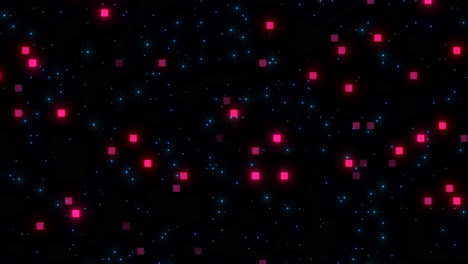 puntos y cuadrados digitales en la pantalla negra de la computadora