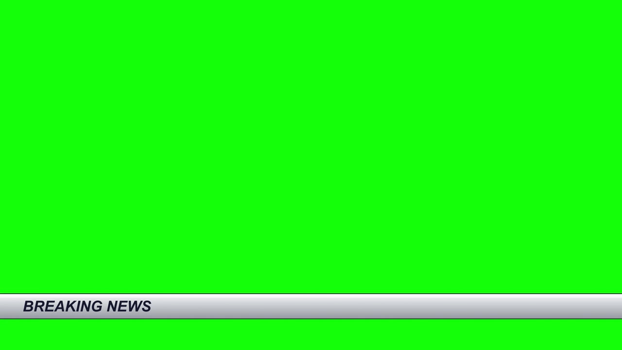 Sleek light grey broadcast lower third banner with italic breaking news badge on green screen background
