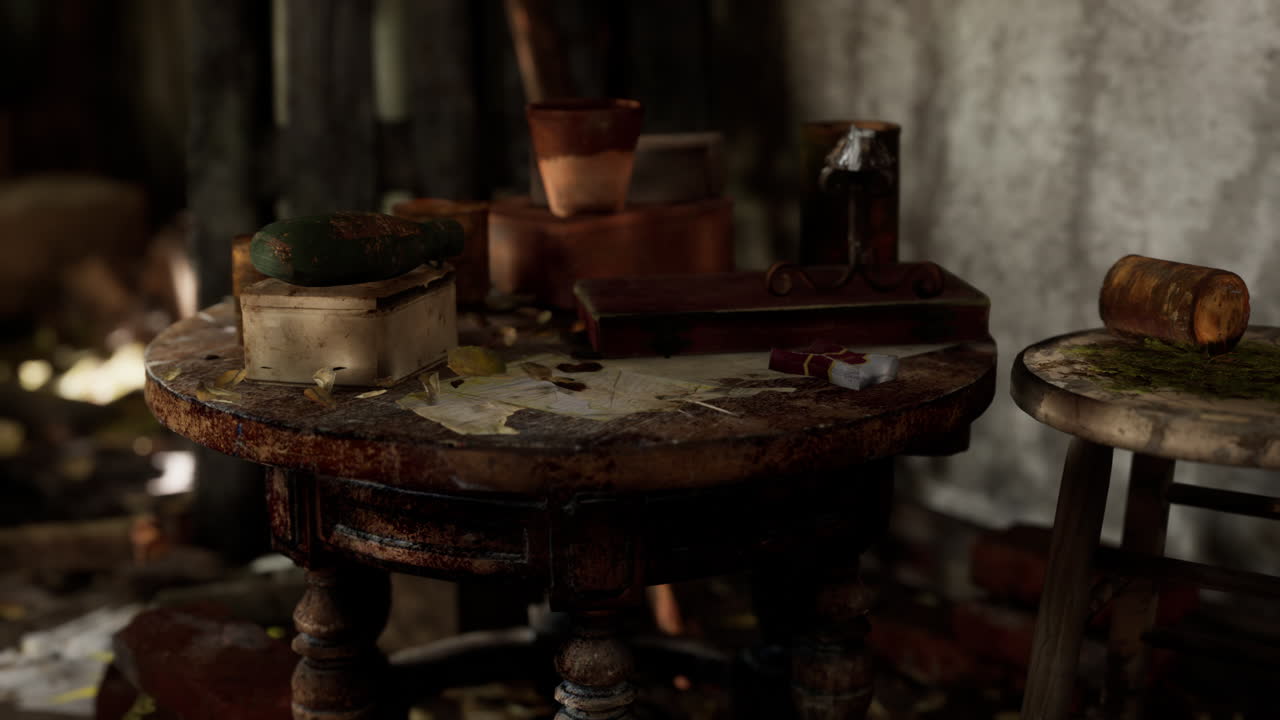 폐허가 된 버려진 식물로 뒤 ⁇ 인 내부