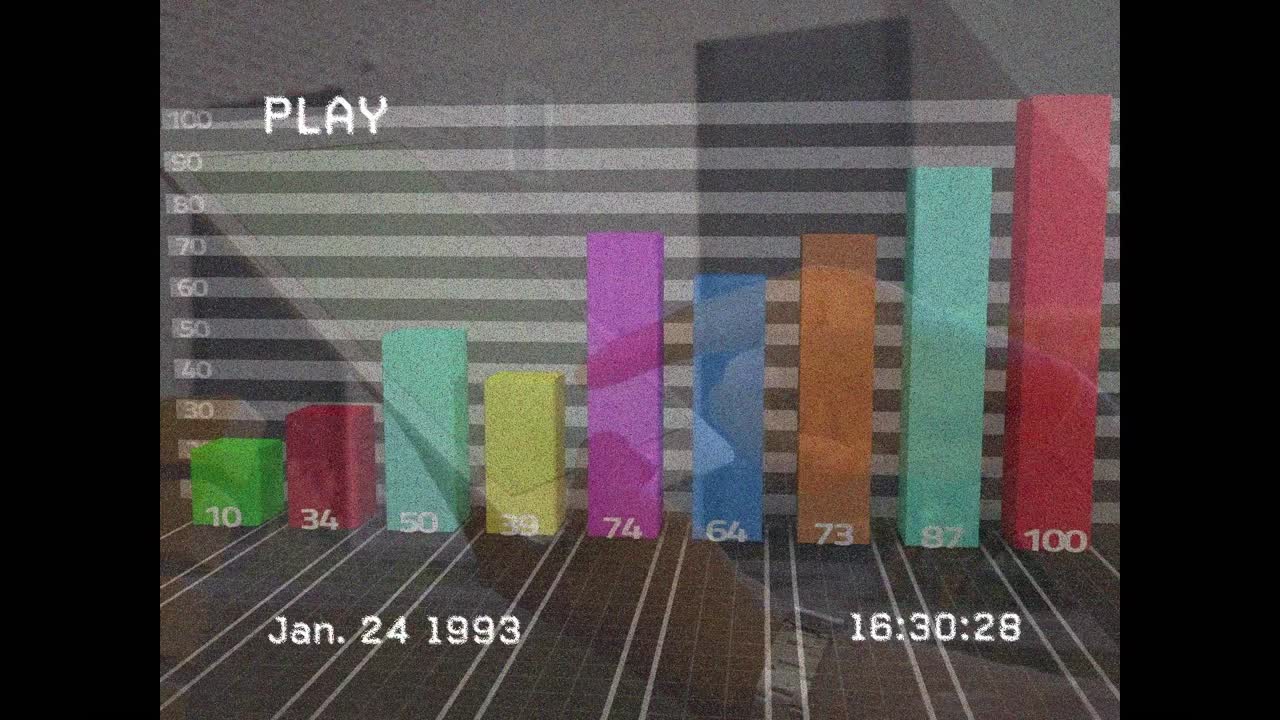 animación de cinta de video con gráficos sobre las manos de un hombre biracial usando una tableta