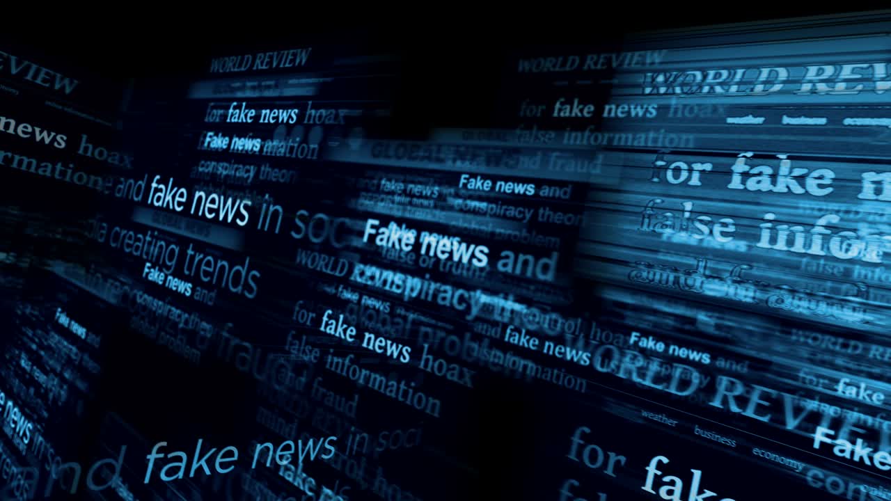 Headline titles media with fake news and hoax information seamless looped animation