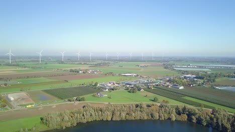 Aerial-drone-view-of-the-typical-flat-and-watery-landscape-of-the-Netherlands,-Europe