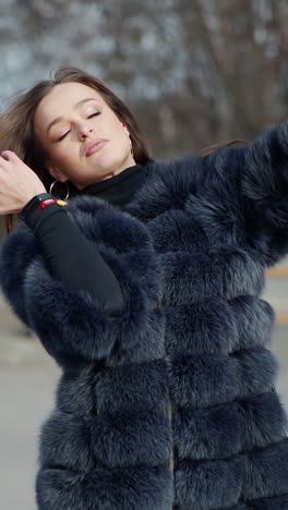 woman in a stylish fur coat