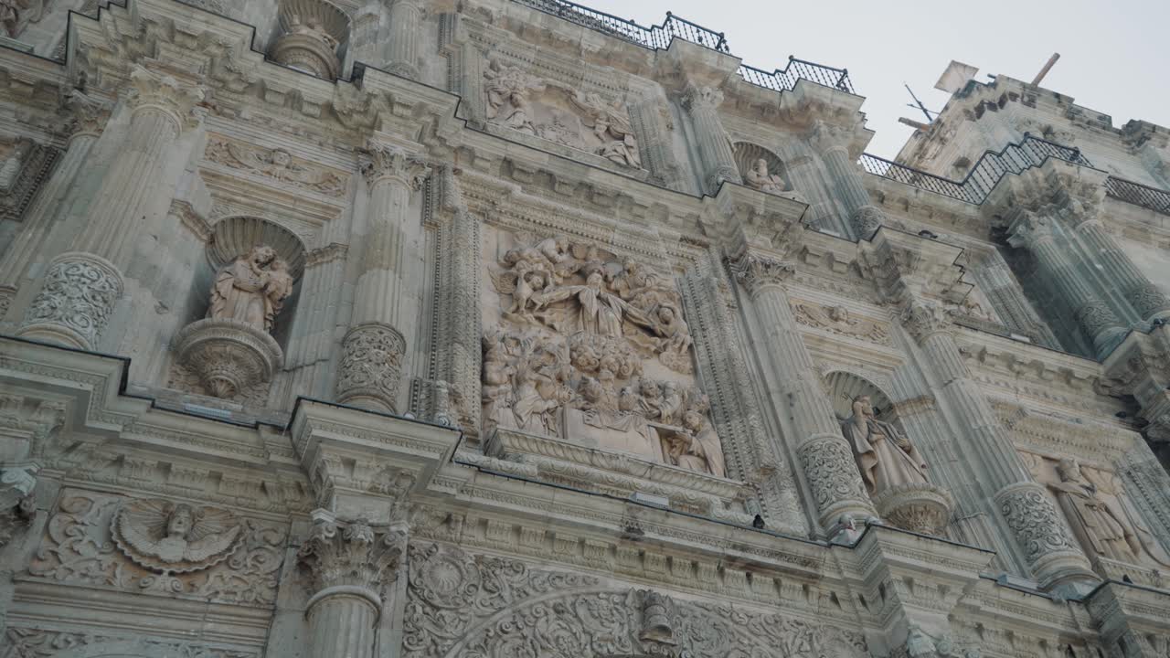 Wide Shot of Metropolitan Cathedral in Oaxaca Mexico