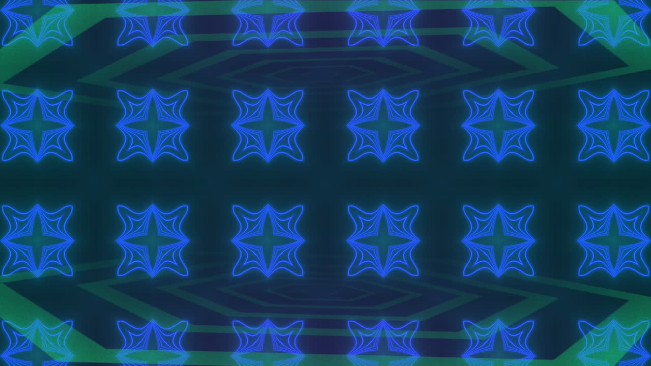 검은색 배경에서 움직이는 파란색 모양의 애니메이션