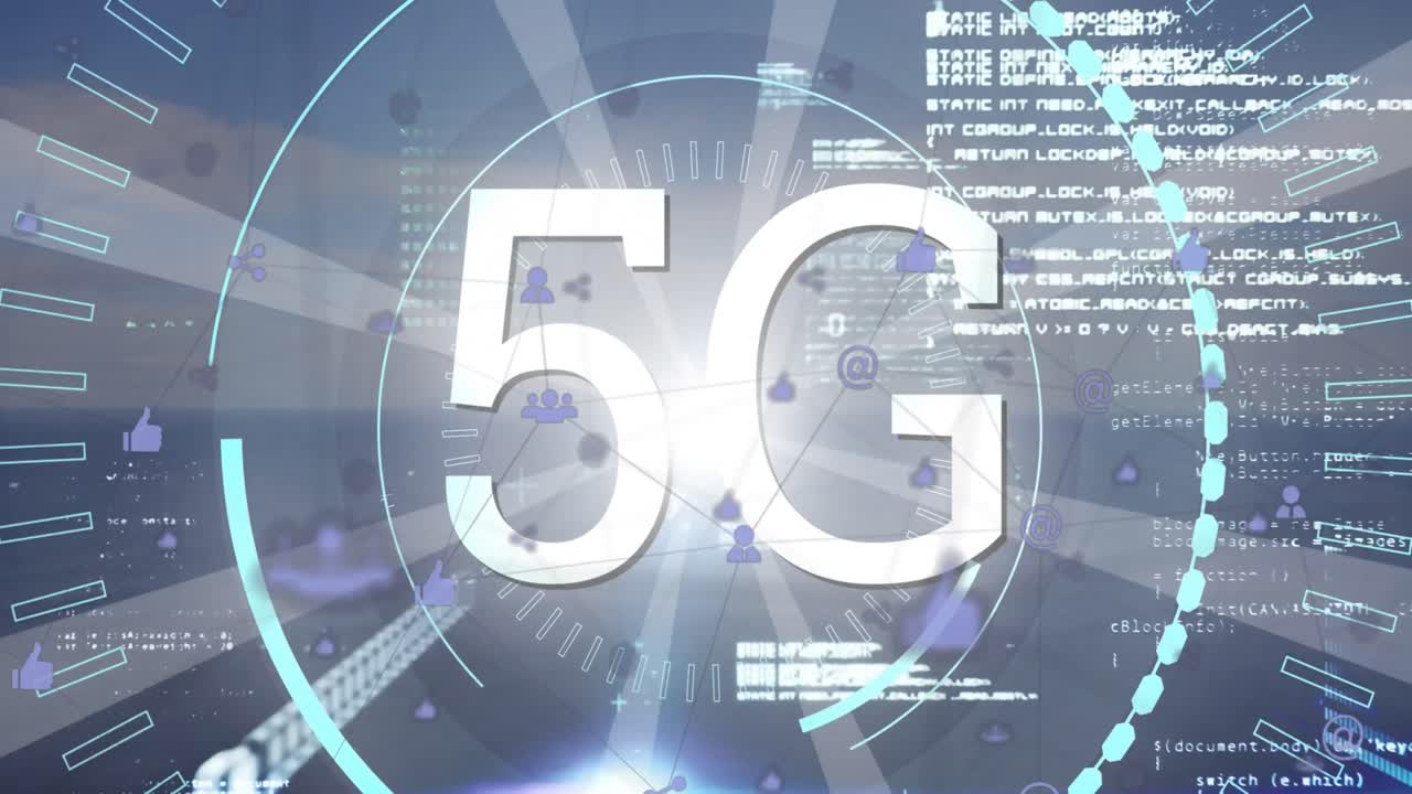 animazione dell'elaborazione dei dati su testo 5g
