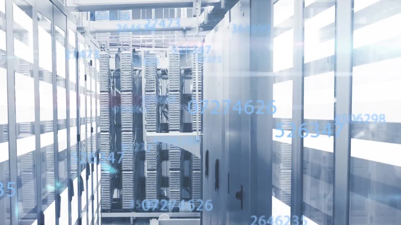 컴퓨터 서버를 통해 숫자의 애니메이션과 데이터 처리가