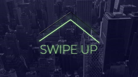 animation of swipe up text over cityscape