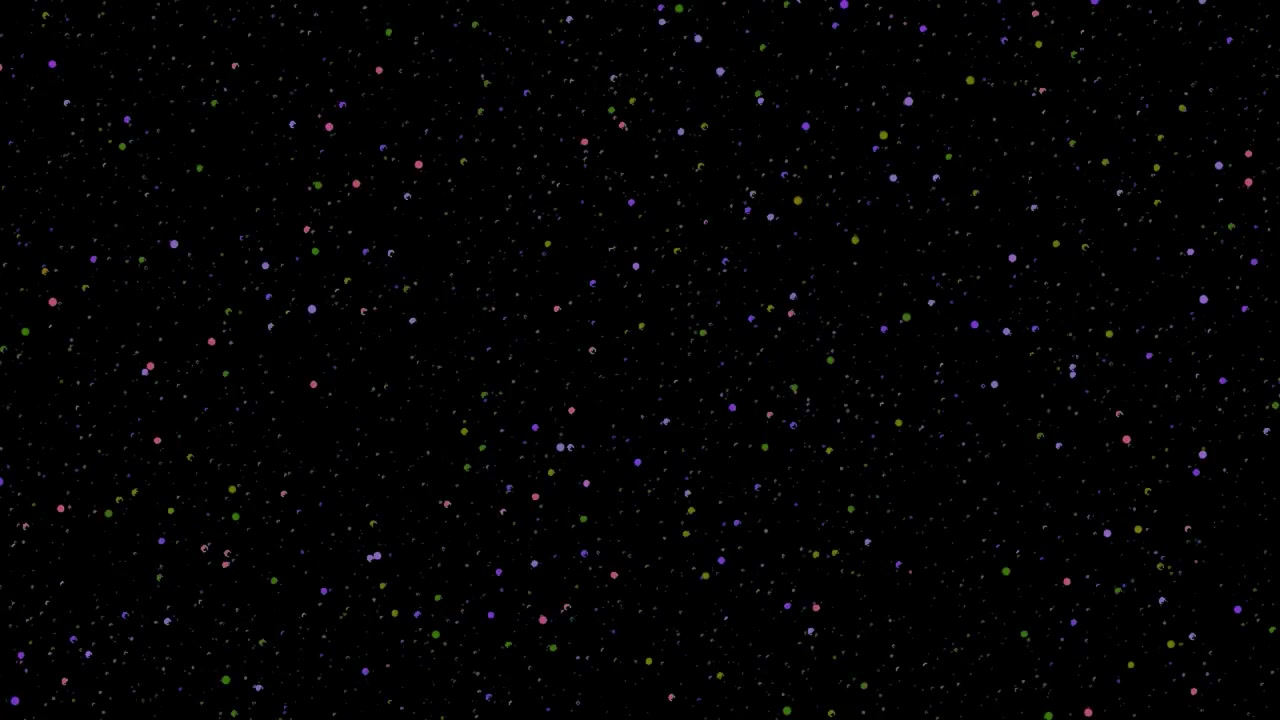 Sfondo Astratto in Movimento con Particelle Colorate Fluttuanti su Nero