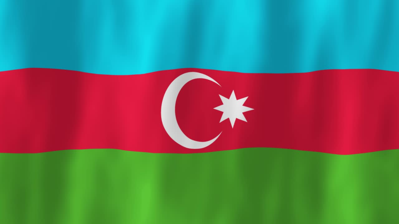 Azerbaijan flag country animation 3D symbol design waving in wind movement national patriotism world culture emblem banner West Asia East Europe blue red green