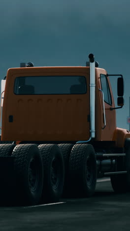 orange semi-truck rear view