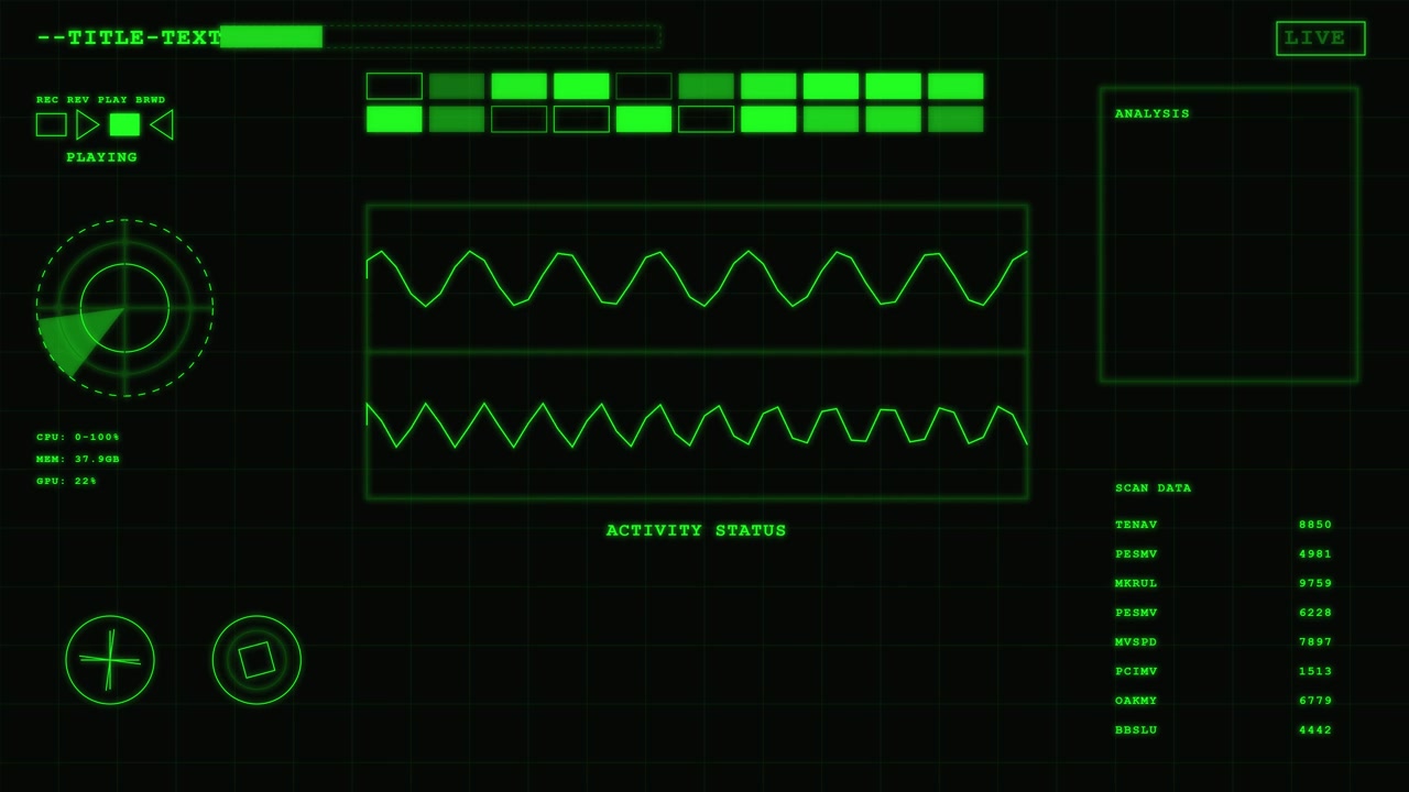 Digital Green Interface Displaying Real-Time Data Analysis