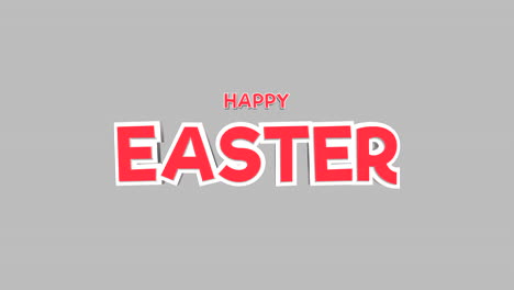 cartoon happy easter text on grey gradient