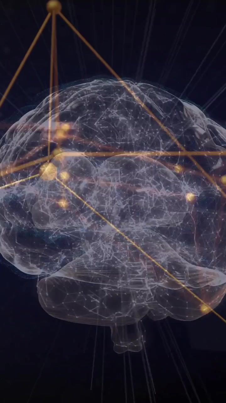 Animazione di una rete di connessioni sul cervello umano