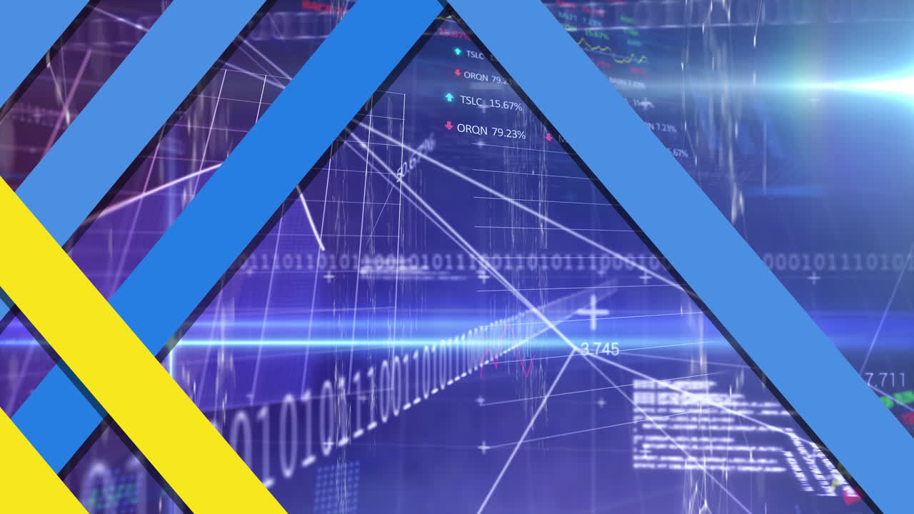 animación de formas sobre el procesamiento de datos en fondo negro