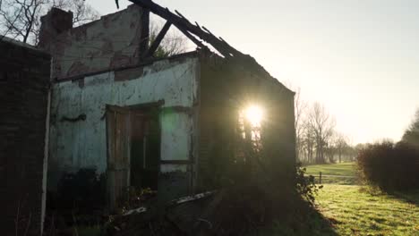 ruined building in the countryside at dawn