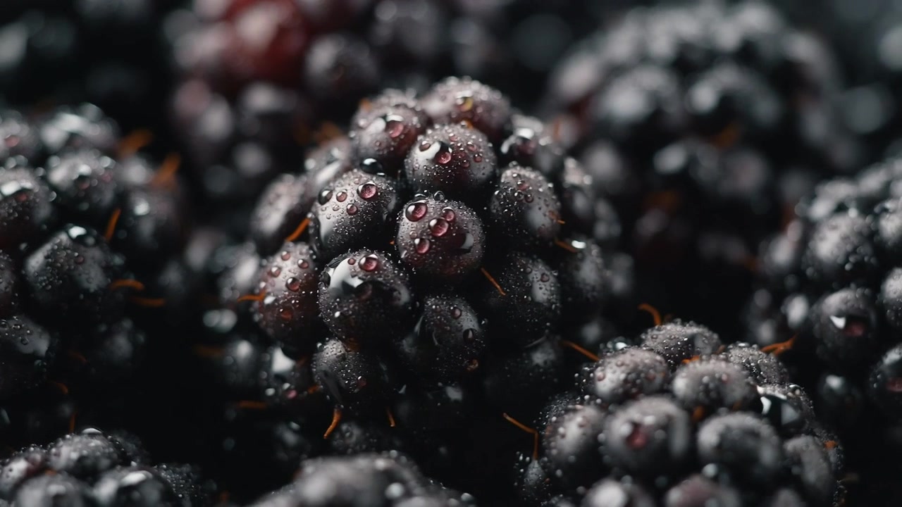 Primer plano de moras frescas con gotas de agua