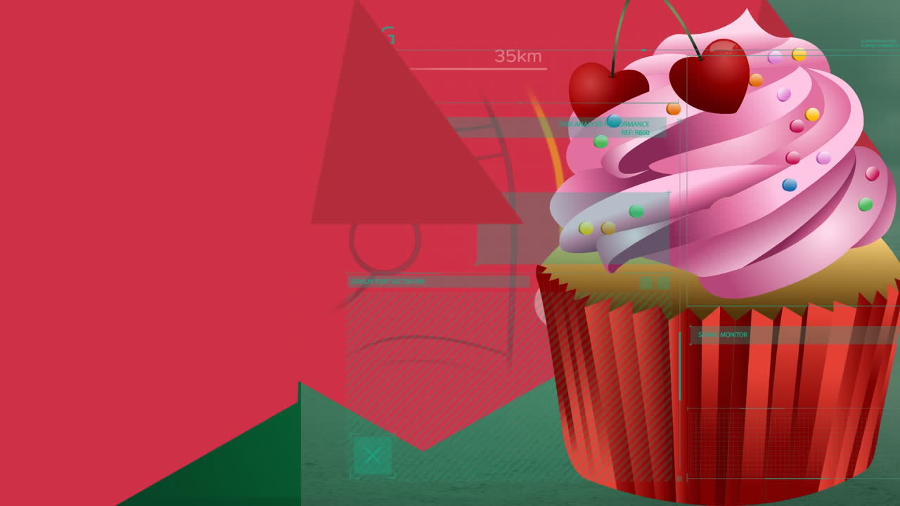 Animazione di una scansione sopra un cupcake.