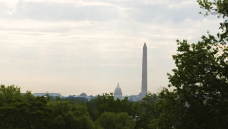 skyline of washington monument and united states capitol landmarks