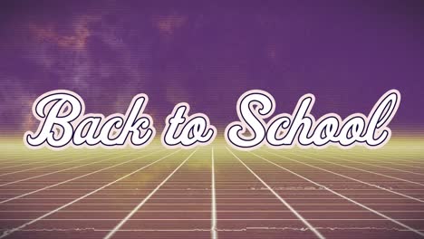 Digital-animation-of-back-to-school-over-grid-pattern-moving-in-loop-against-violet-background