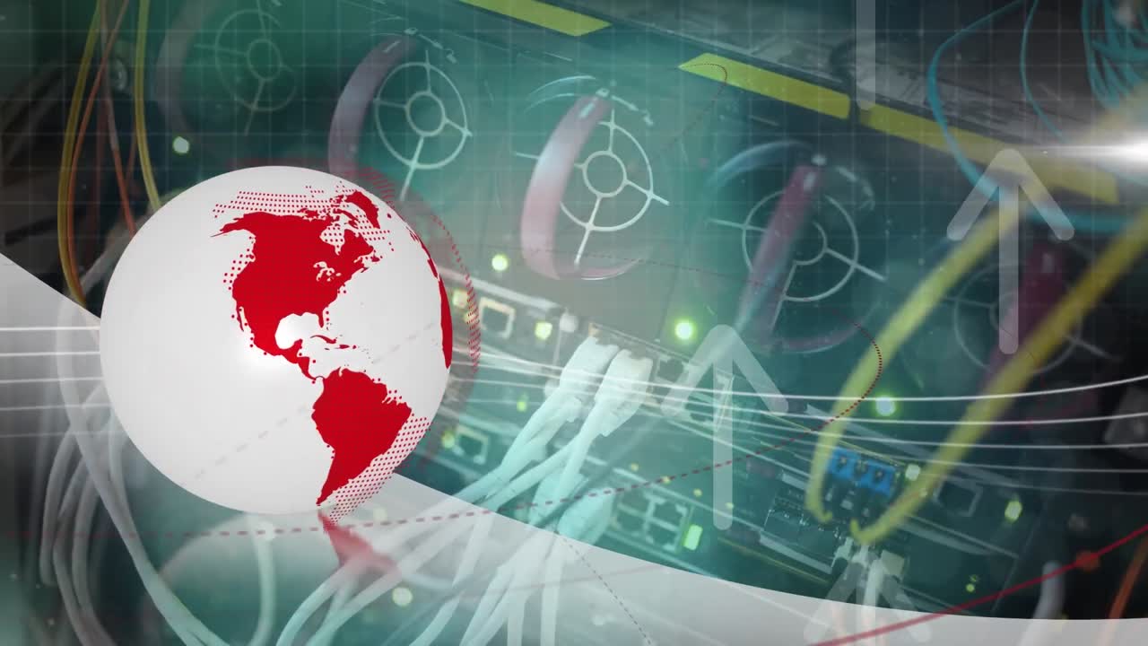animación del globo y procesamiento de datos a través de un servidor informático