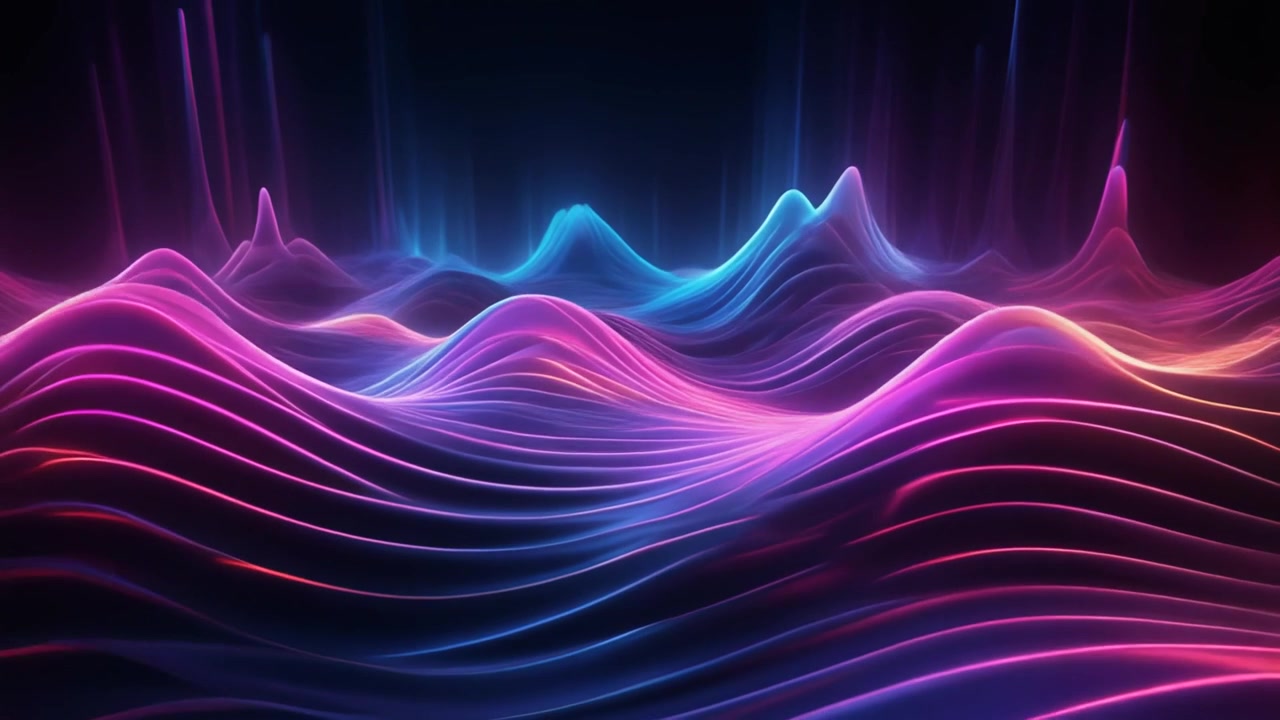 Abstract Neon Wave Motion Background with Glowing Light Lines